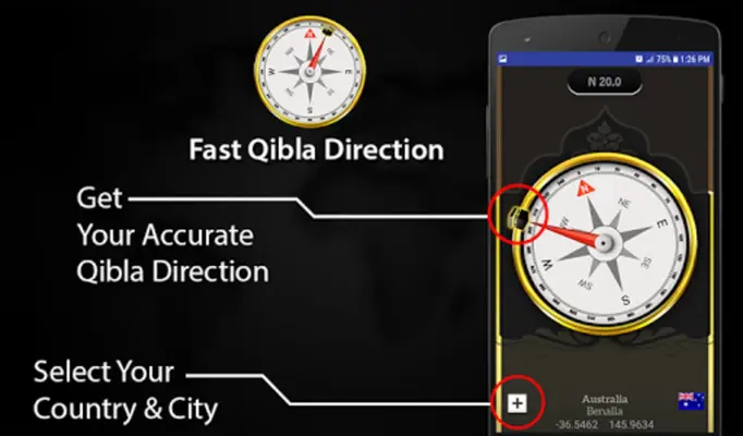 Fast Qibla Direction android App screenshot 1